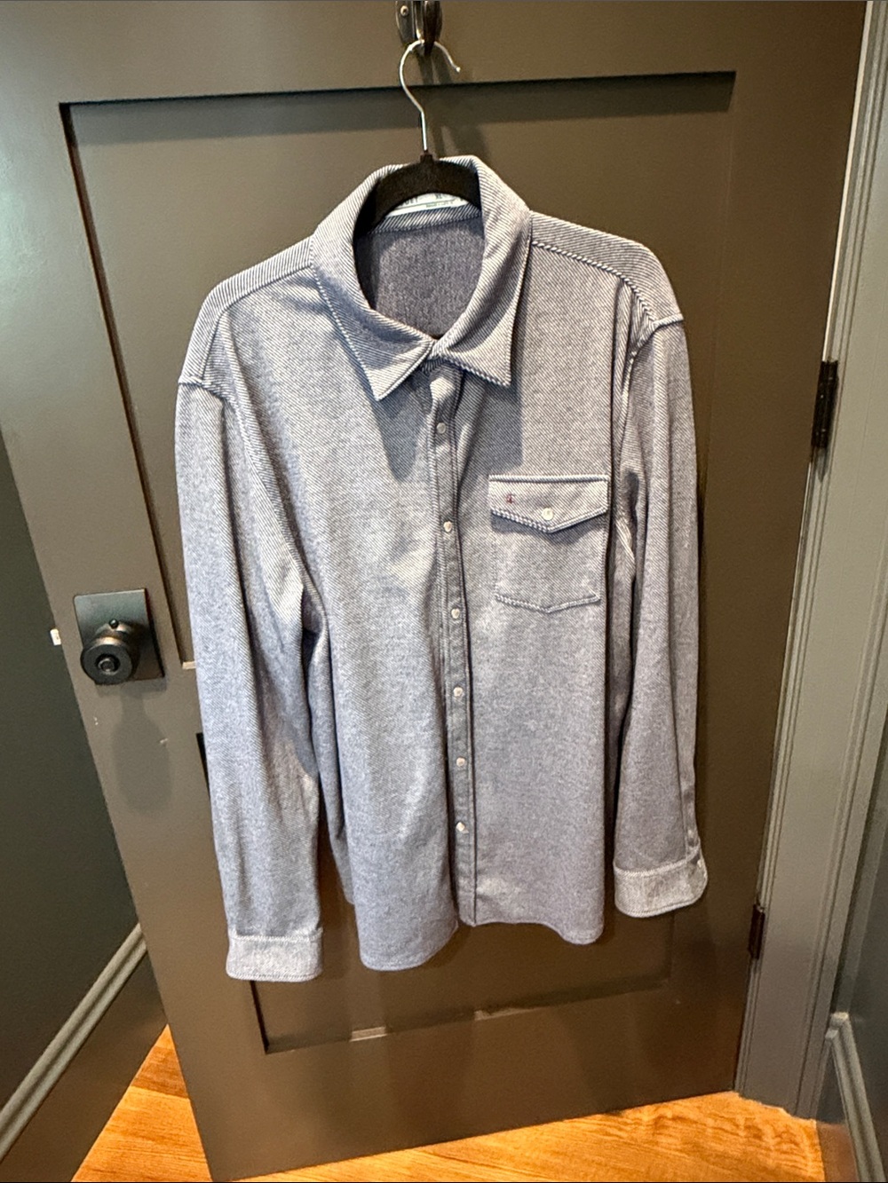 Criquet Navy and Grey Long-Sleeve Button-Down Shirt XL